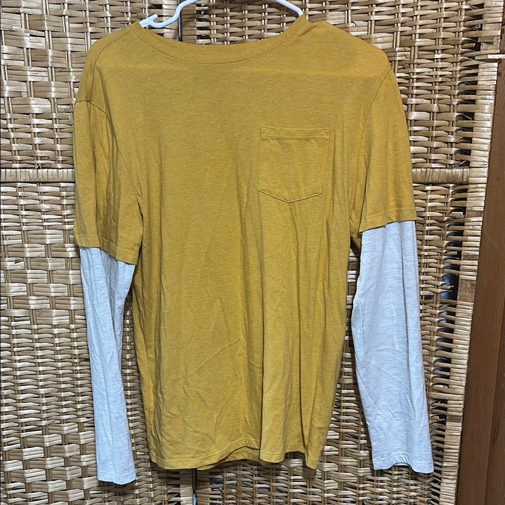 Yellow and White Long Sleeve Shirt